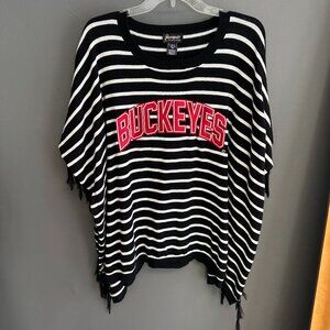 Game Day Couture Ohio State Poncho Sweater OSU Womens One Size Striped Top